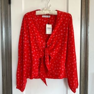 Faithful the Brand Sarin Top in Sunset Floral (Red), Size 6 / M, NWT
